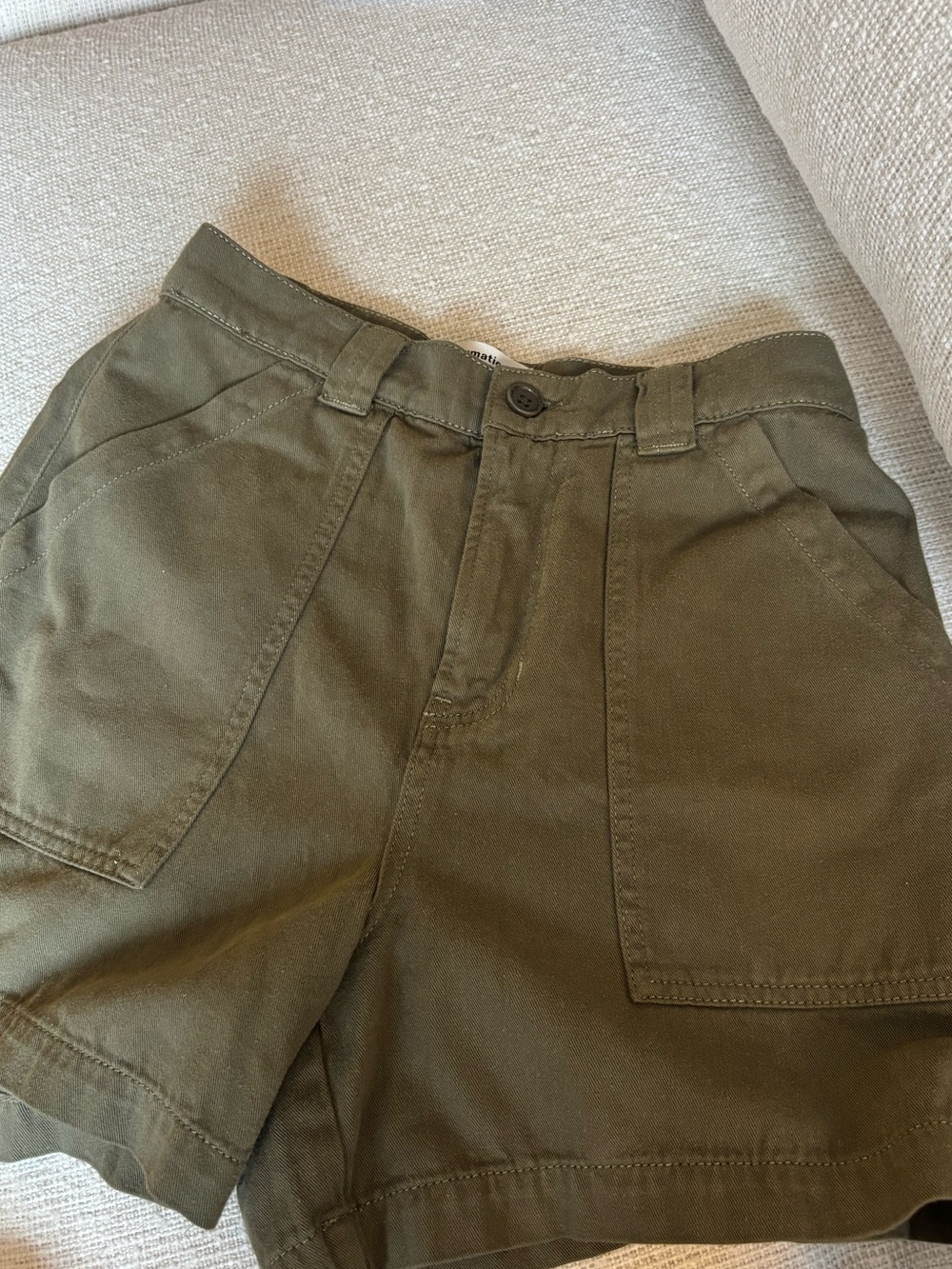Reformation Olive Green Utility Bermudas